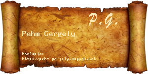 Pehm Gergely névjegykártya